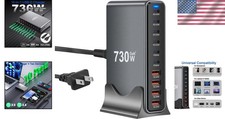 730W USB C Charger Block, 10 Port Fast USB Charging Station for Multi Devices