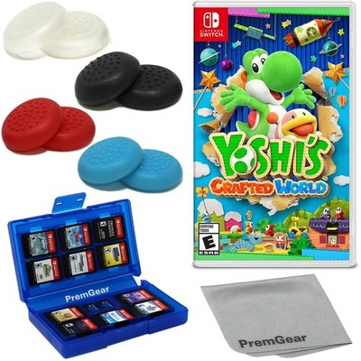 Yoshi's Crafted World, Nintendo Switch, Thumb Grips (8 pack), Game case & Cloth