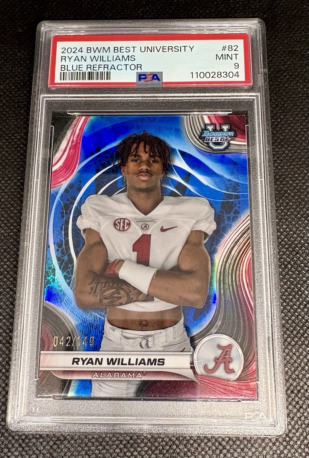 Ryan Williams 2024 Bowman Best University #82 Blue Refractor /149 PSA 9