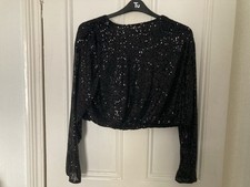 Black Sequinned Crop Top 
