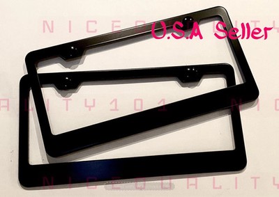 X2 Matte Black Finished Stainless License Plate Frame Rust Free W/ Bolt Caps