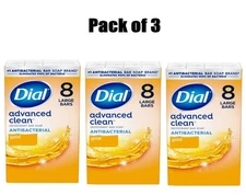 Dial Antibacterial Deodorant Bar Soap, Advanced Clean, Gold, 4 oz, 8 Bars 3 Pack