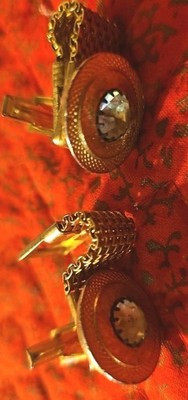 Vintage Gold Tone clear Stone Mesh Wrap Around Cufflinks, Classy!