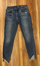 7 for all Mankind The Ankle Skinny Jeans Woman  s 26 Stretch Dark Wash Low Rise
