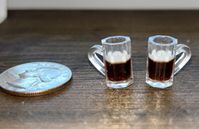 Dollhouse Miniature Frosty Mug of Root Beer Coffee 2pc 1:12 Scale