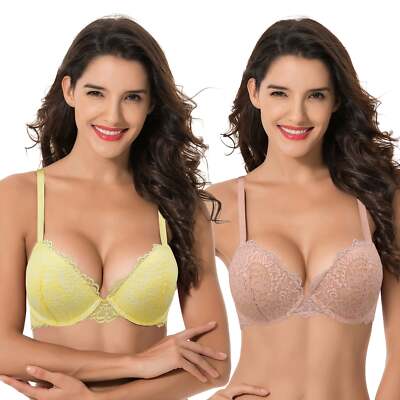 Women's Underwire Plus Size Push Up Add 1 and a Half Cup Lace