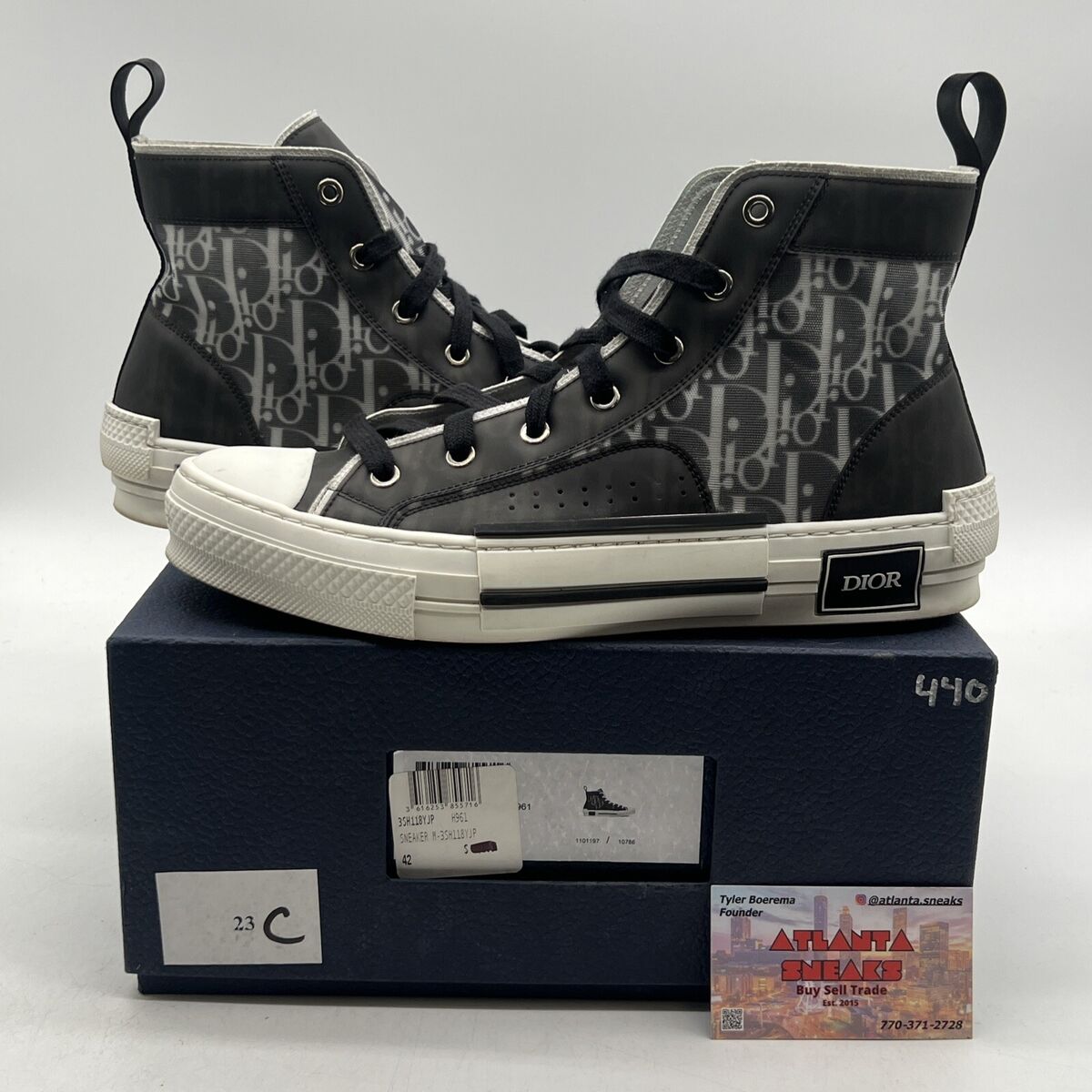 Size 9 - Dior B23 High Dior Oblique Black White (3SH118YJP Size 9 - Dior B23 High Dior Oblique Black White (3SH118YJP