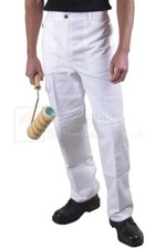 Maxim White Cotton Painter's Trousers XXL Waist 46-48 Elasticated Multi Pocket