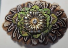 Feathered Barrette With Vintage Jewelry Highlight