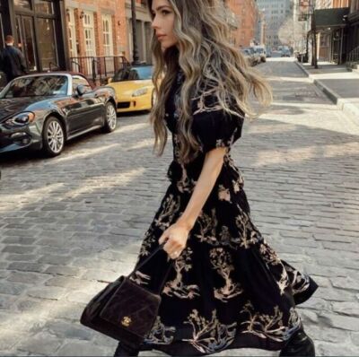 zara embroidered stretch dress EMBROIDERED LONG DRESS ZW COLLECTION - Anthracite grey
