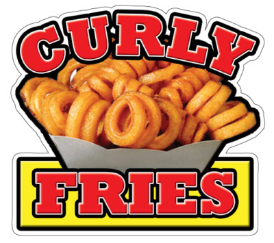 CURLY FRIES Concession Decal sign french hot cart trailer stand sticker