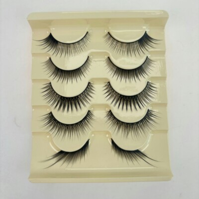 5 Pairs DIY Strip Lashes Wispy False Eyelashes Natural Faux Mink Strip Eyelashes
