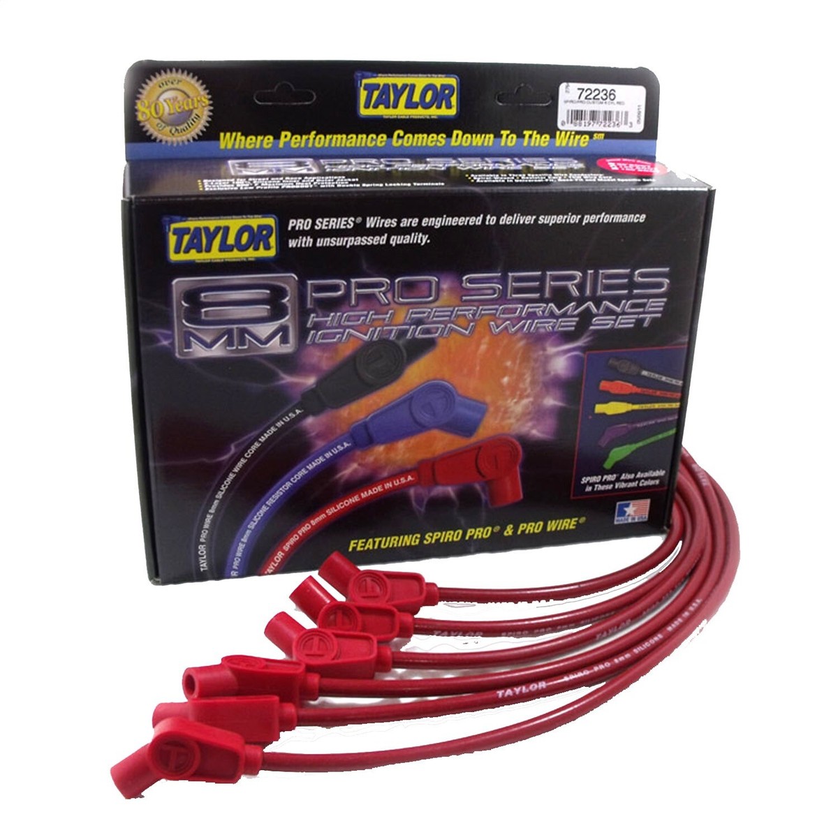 Taylor Cable Spark Plug Wire Set 8mm Spiro-Pro GM 74236 Taylor Cable Spark Plug Wire Set 8mm Spiro-Pro GM 74236