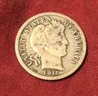 1911  Philadelphia (.900) Silver Barber Dime - Nice Example