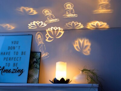 LED-Projektorkerze ''Harmony'' 6-teilig LED Deko Kerze mit 3 Motivschablonen