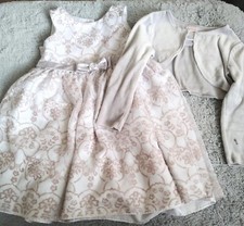 Girl's holiday sparkling silver dress w/ half jacket size: 4  5.00