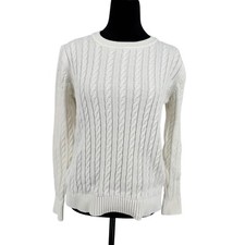 Tommy Hilfiger Womens Fisherman 3D All Over Cable Knit Sweater Crewneck Size L