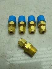 5 Pack Parker 4-6 FBZ-B Brass Connector For 1/4" Tube Od x 3/8" Mnpt