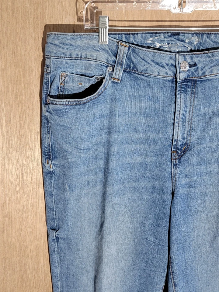 Seven7 Jeans Mujer Talla 16W Marilyn Boyfriend Desgastado Elástico Deshilachado Dobladillo Azul Foto 2 de 4