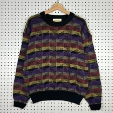Expressions Worldwide Colorful Knit Sweater Medium Cosby COOGI Style Grandpa 90s