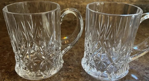 Cristal D Arques Durand Chantilly Taille Beaugency Crystal Coffee Mugs Set of 2