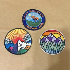 Rocky Mountain and 2 graphic Mountain Embroidered Patch Sew Iron On Nature -3" +