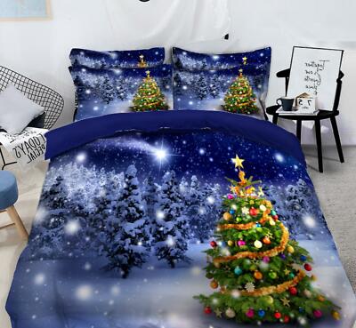 3D Waldbaumlicht C349 Weihnachten Steppdecke Bettbezug Christmas Bett Zoe