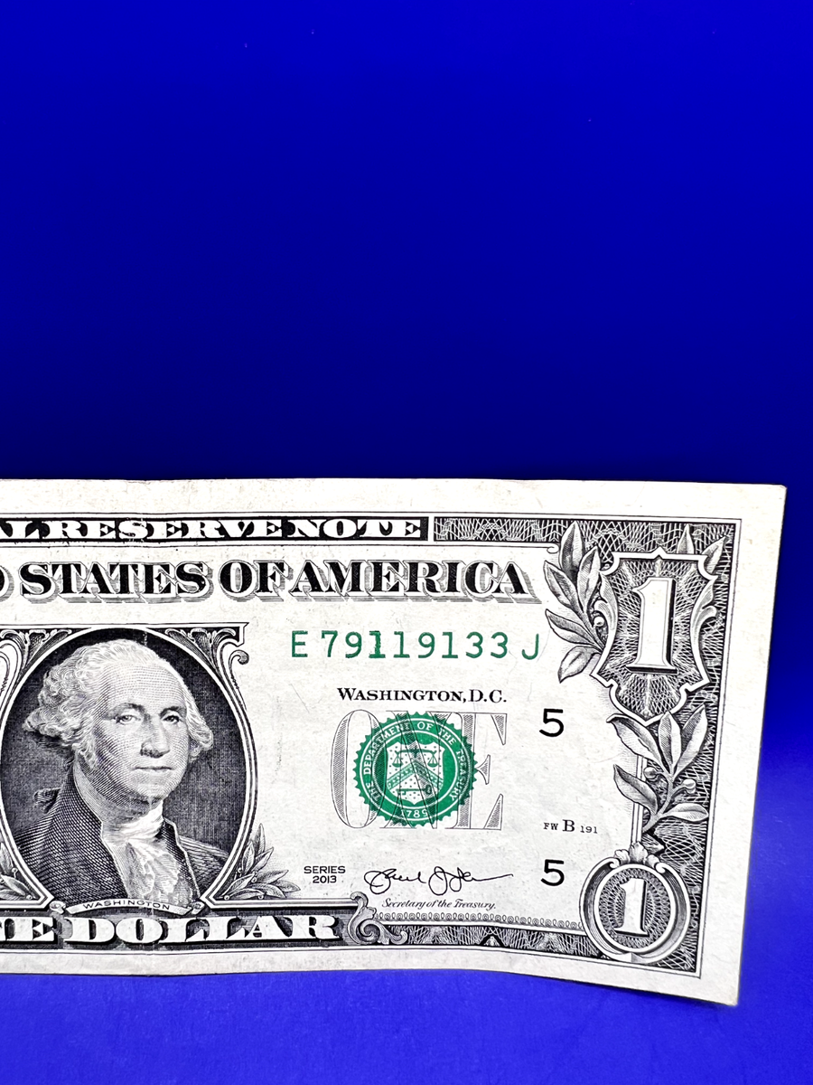 2013 One Dollar Bill Fancy Serial Number digits ALL ODD VERY COOL