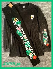 Victoria's Secret Pink Tropical Floral Tie Dye Campus LS Tee + Leggings Set L XL