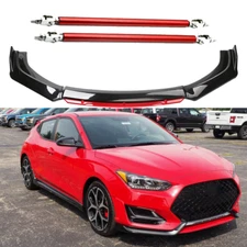 Front Bumper Lip Body Kit Splitter Spoiler Glossy Black Red For Hyundai Veloster