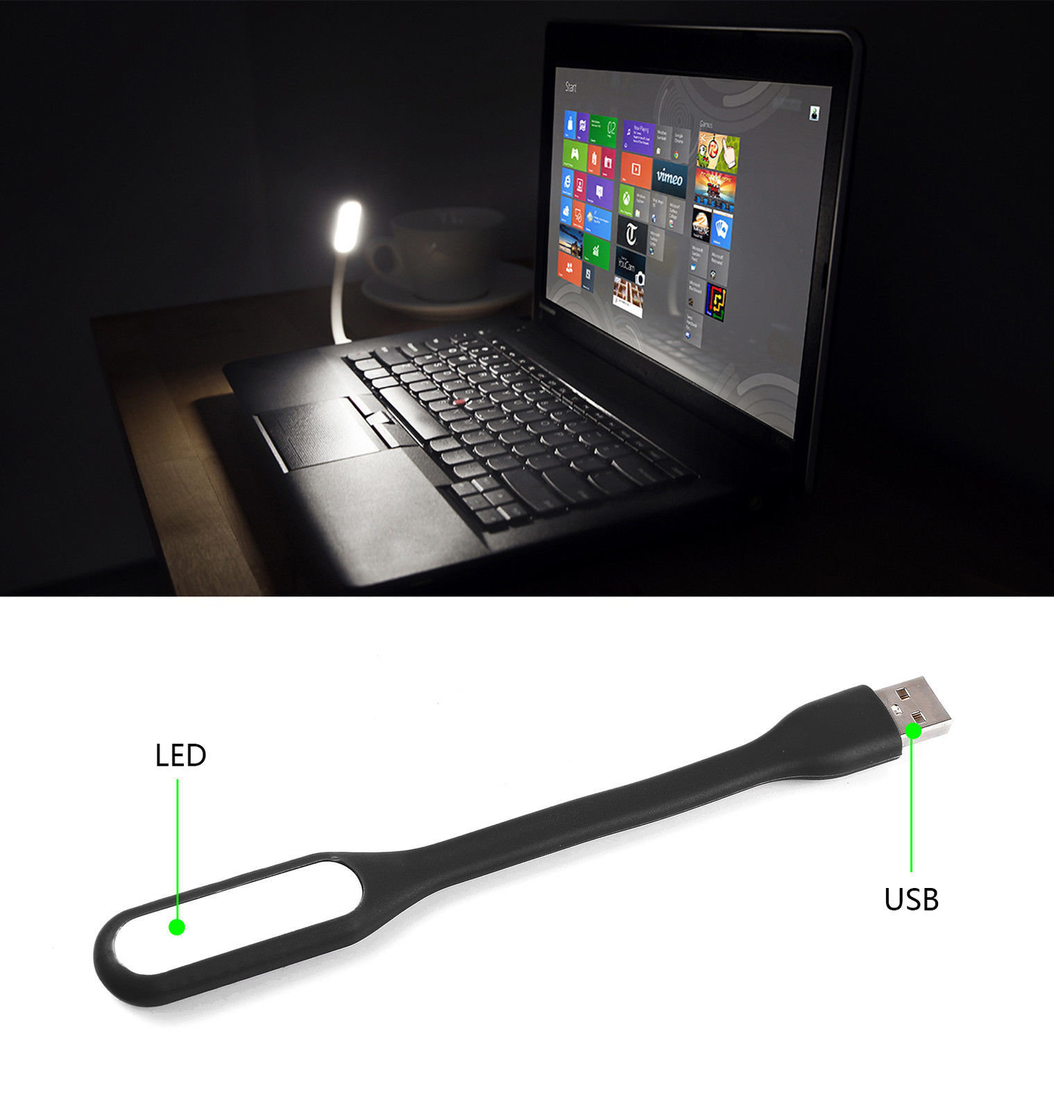 Flexible USB LED Light Lamp 4 Computer Keyboard Study Reading Notebook Laptop PC