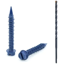 1/4" x 1-3/4" Hex Head Diamond Tip Concrete Screws To Anchor Masonry, Block & Br