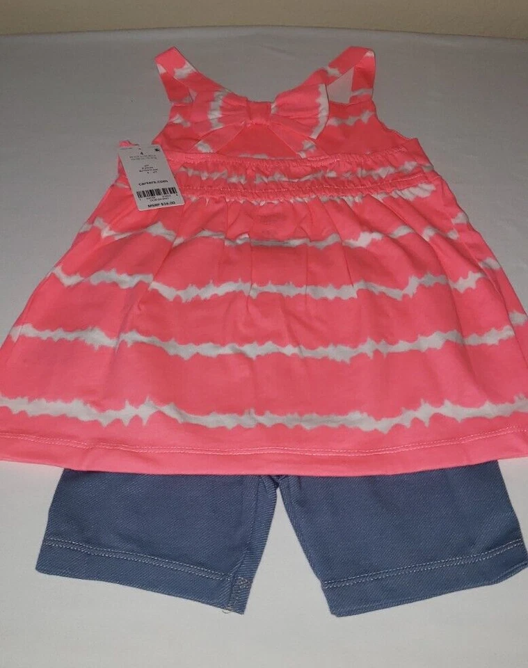 Carters Girls 2 Piece Tie Die Top and Shorts - Size 4 - New - Image 3 of 4