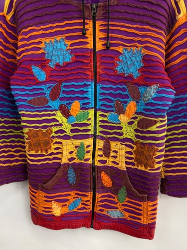 ☮️ 🍄 LSD Asymmetry Hippie Peace Art Women's Hoodie kapital Style Y2K size S/M - Picture 4 of 7