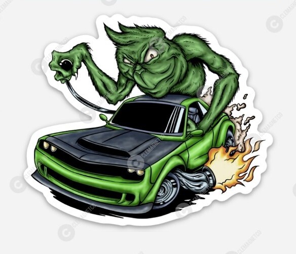 Muscle Car MAGNET - Ratfink Grinch Style American Made Car Show