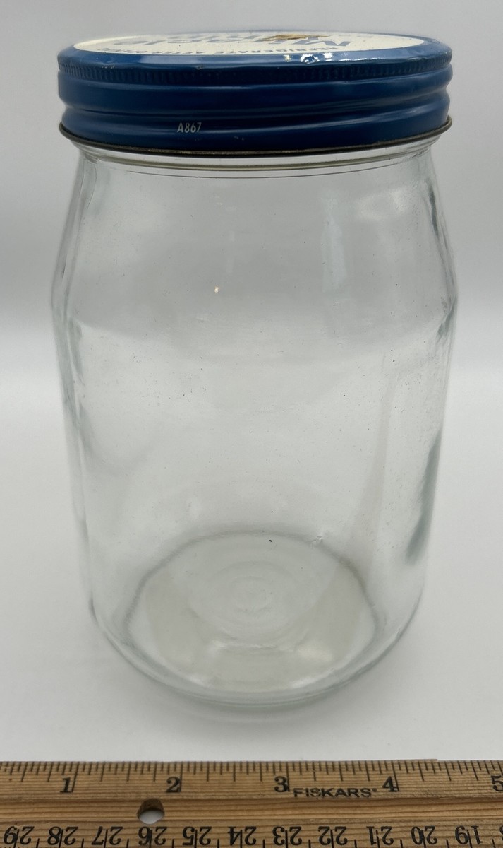 Vintage Miracle Whip Salad Dressing Glass Jar 70 w/Original Metal