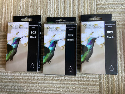 x3 Lot 802 Remanufactured Cartridges for Epson Ink BLACK E-T8021 | eBay