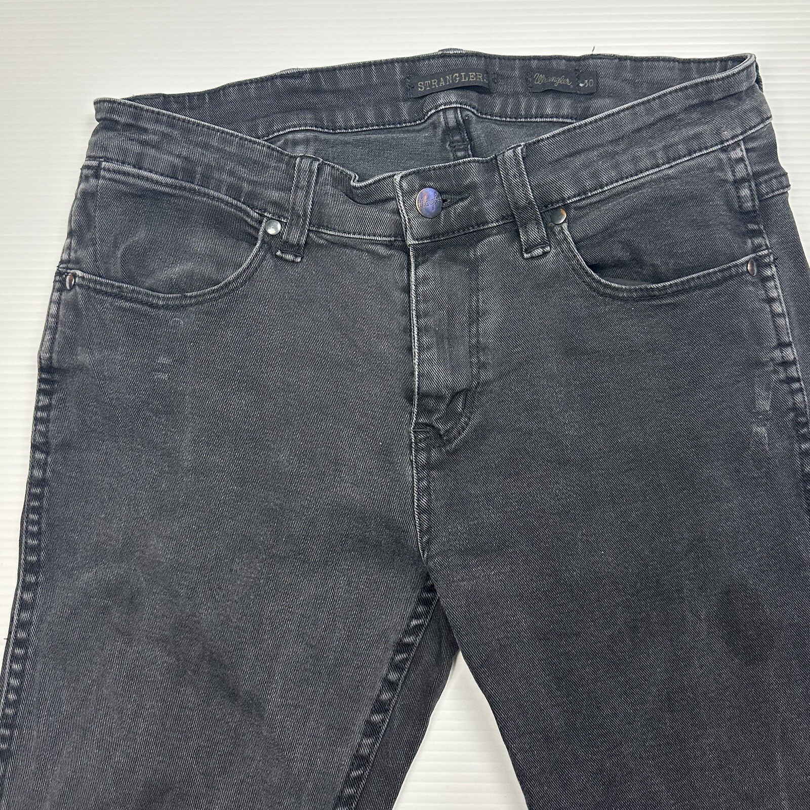 Wrangler Stranglers Mens Denim Jeans Size 30 L31" Skinny Black Western Stretch image 5