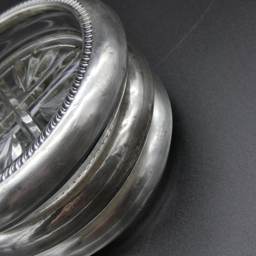 3 Vintage FB Rogers Sterling Coasters Silver Rim Clear Glass Tulip Cross 3.75" - Picture 16 of 19