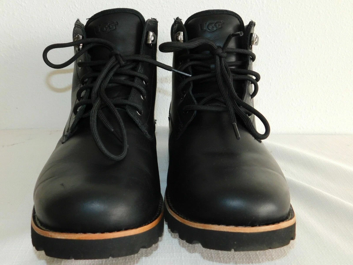 NEW DEFECT MENS 14 BLACK UGG SETON TL LEATHER WATERPROOF WINTER