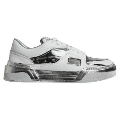Baskets basses DOLCE & GABBANA en cuir blanc argenté EU39 / US8.5 1220usd - Photo 1/4