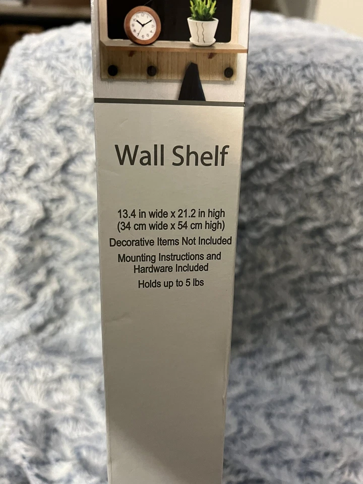 Chalkboard Calendar Wall Decor Display Shelf W/4 Hooks LARGE Wall-Mounted Wood - Image 3 of 4