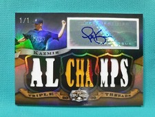 2009 Topps Triple Threads #47 Scott Kazmir 1/1 Auto Platinum PATCH JERSEY A2