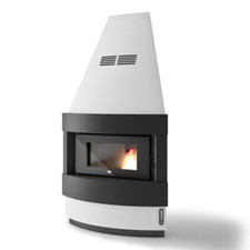 Camino pellet Eva Calòr RAFFAELLO 12kW ventilato ad angolo acciaio verniciato
