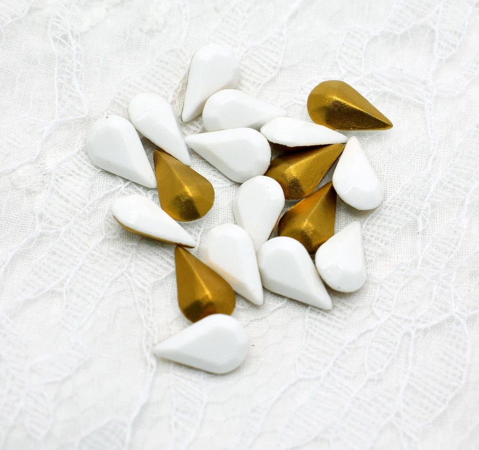 10 pedrería de pera SWAROVSKI 13x8 mm, blanco tiza, NOS, artículo #4300/2 Foto 2 de 3