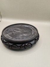 Vintage Carved Stand 6" Interior Vase Planter Base, Original Label Hong Kong