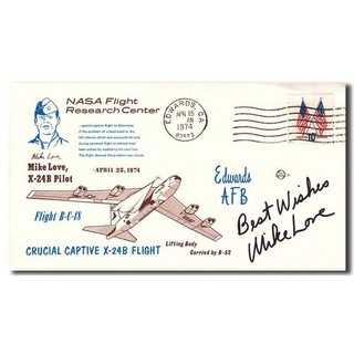 X 24B Pilot Mike Love ( ) handsignierter EAFB Beleg 12287