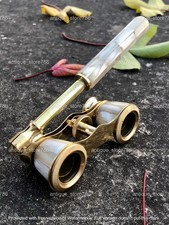 Vintage Theatre Opera Glasses Brass Mother of Pearl Handle