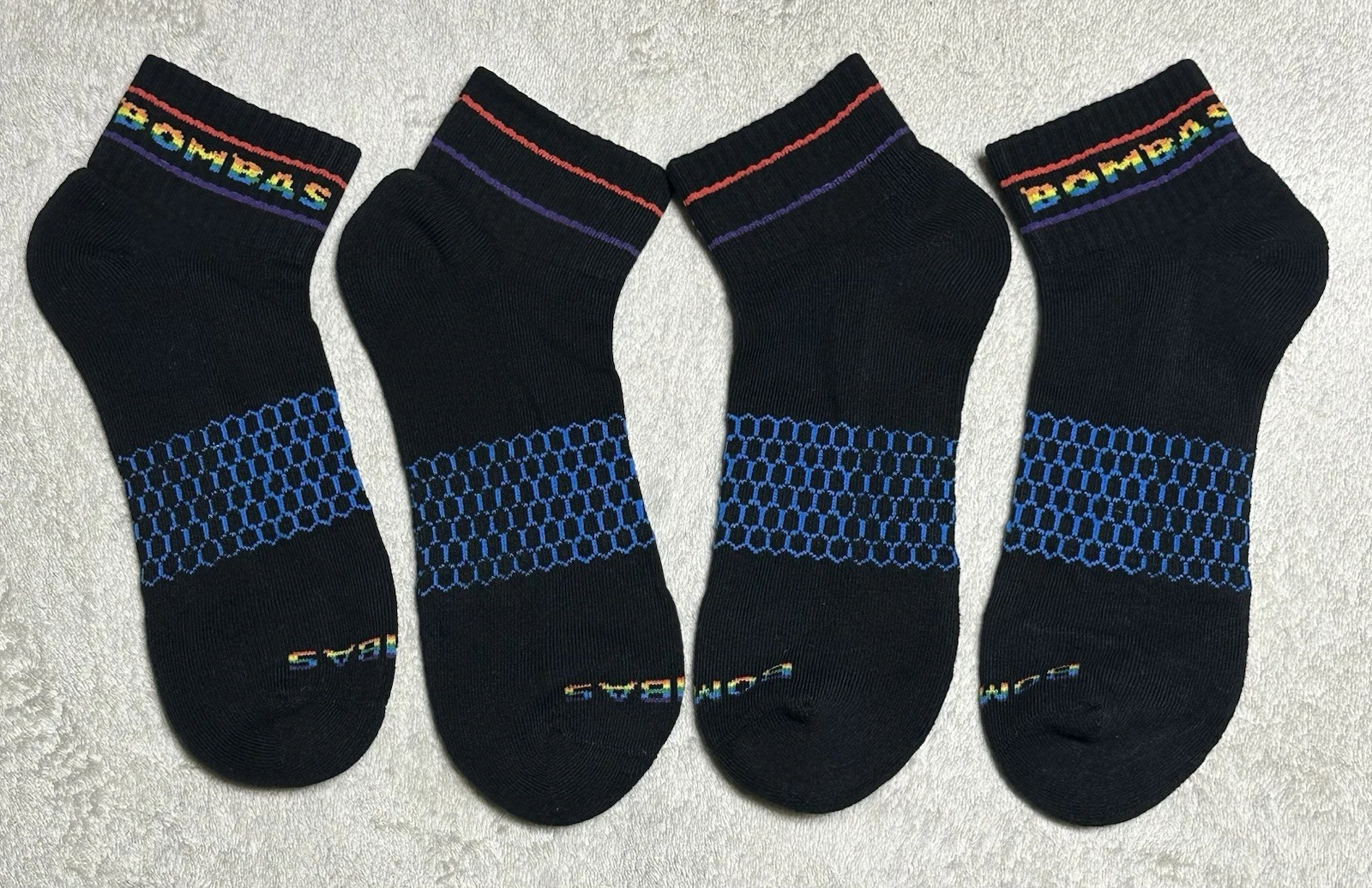 Bombas 4-Pack Unisex Ankle Multicolor Socks Large NWT (4-Pairs)