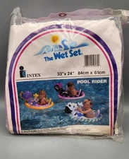 Vintage 1991 The Wet Set Pink Inflatable Pool Rider Float 33"x24" #59570 NOS